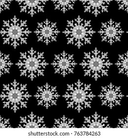 Winter seamless pattern with snowflakes. Vector illustration.