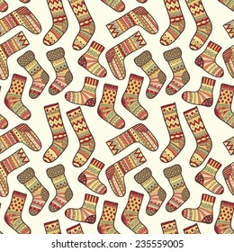 Winter seamless pattern with socks.