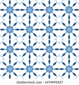 Winter seamless pattern with stars or abstract flowers in light blue shades. EPS10