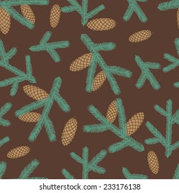 Winter seamless pattern with stylized fir branches.