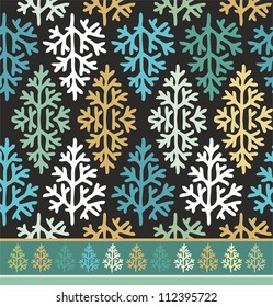 Winter seamless pattern with stylized spruce trees, siberian style