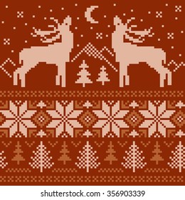 Winter seamless pattern with traditional Norwegian ornament