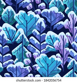 Winter Seamless Pattern With Trees. Natural Stylized Illustration Of Forest.