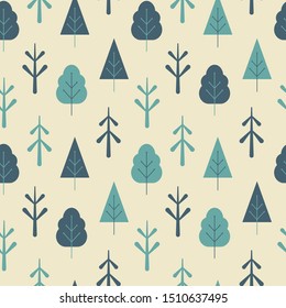 Winter seamless pattern with trees. Vector 