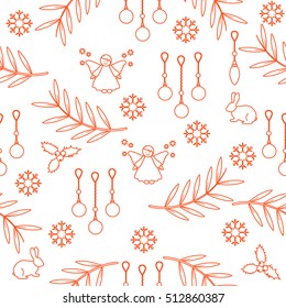 Winter seamless pattern with variety new year and christmas symbols. Christmas card template.