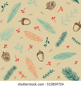 Winter seamless pattern with variety new year and christmas symbols. Holiday background. Perfect for wallpapers, pattern fills, web page backgrounds, surface textures, textile.