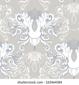 Winter seamless pattern with vintage floral element 