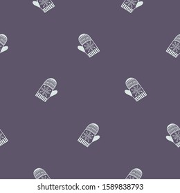 Winter seamless pattern. Warm mittens vector background design.