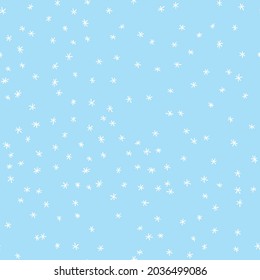 Winter seamless pattern with white snowflakes on blue background. Vector illustration for fabric, textile wallpaper, posters, gift wrapping paper. Christmas vector illustration.