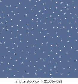 Winter seamless pattern with white snowflakes on blue background. Vector illustration for fabric, textile wallpaper, posters, gift wrapping paper. Christmas vector illustration.