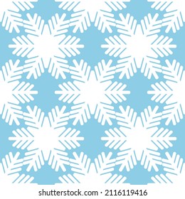 Patrón invernal sin fisuras con copos de nieve blancos sobre fondo azul. Ilustración vectorial para tela, papel de pared textil, carteles, papel de envoltura de regalo. Ilustración vectorial de Navidad. Cae la nieve.