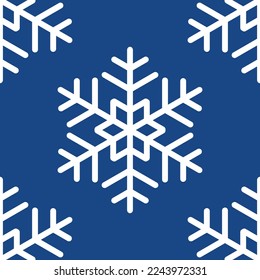 Winternahtloses Muster mit weißen Schneeflocken auf blauem Hintergrund. Vektorgrafik für Gewebe, Tapete aus Spinnstoffen, Poster, Geschenkpapier. Weihnachtsvektorgrafik. Schneefall.