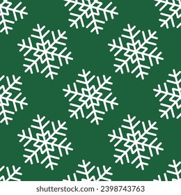 Winter seamless pattern with white snowflakes on color background. Vector illustration for fabric, textile wallpaper, posters, gift wrapping paper. Christmas vector illustration. Falling snow.