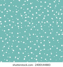 Winter seamless pattern with white snowflakes on blue background. Vector illustration for fabric, textile wallpaper, posters, gift wrapping paper. Christmas vector illustration.