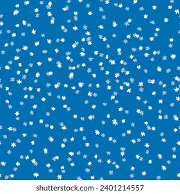 Patrón invernal sin fisuras con copos de nieve blancos sobre fondo azul. Ilustración vectorial para tela, papel de pared textil, carteles, papel de envoltura de regalo. Ilustración vectorial de Navidad.