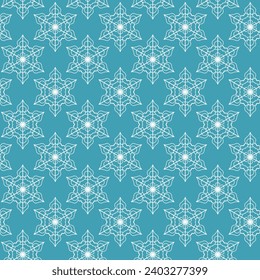Winternahtloses Muster mit weißen Schneeflocken auf blauem Hintergrund. Vektorgrafik für Gewebe, Tapete aus Spinnstoffen, Poster, Geschenkpapier. Weihnachtsvektorgrafik.