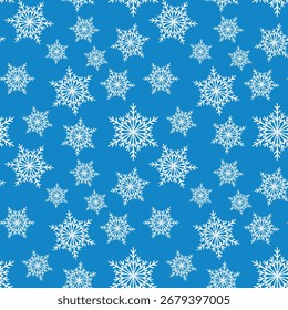 Patrón inconsútil del invierno con los copos de nieve blancos en fondo del color. Ilustración vectorial para tela, Fondo de pantalla textil, carteles, papel de regalo. Ilustración vectorial de Navidades. Cayendo nieve.