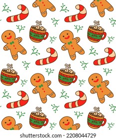 Winter seamless patterns with christmas elements. Awesome holiday vector background. Christmas repeating texture for surface design, wallpapers, fabrics, wrapping paper etc.