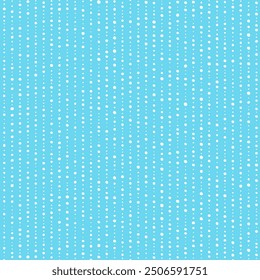 Winter seamless repeat vector pattern. Threads, garlands, stripes, streaks made of tiny uneven hand drawn falling dot snowflakes, spots, blobs, white beads. Striped New Year, Christmas  background. 