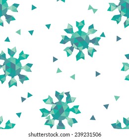 winter seamless texture  with geometric snowflakes, vector illustration
