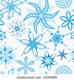 winter seamless texture with ornate snowflakes