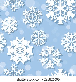 Winter seamless texture with snowflakes