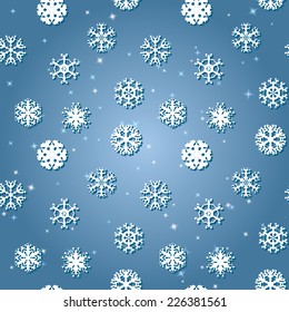 Winter seamless texture with snowflakes