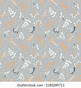 Winter seamless vector pattern with Holly berries and leaves. Part of the collection of Christmas backgrounds. Can be used for wallpaper, fill patterns, surface texture, fabric prints.