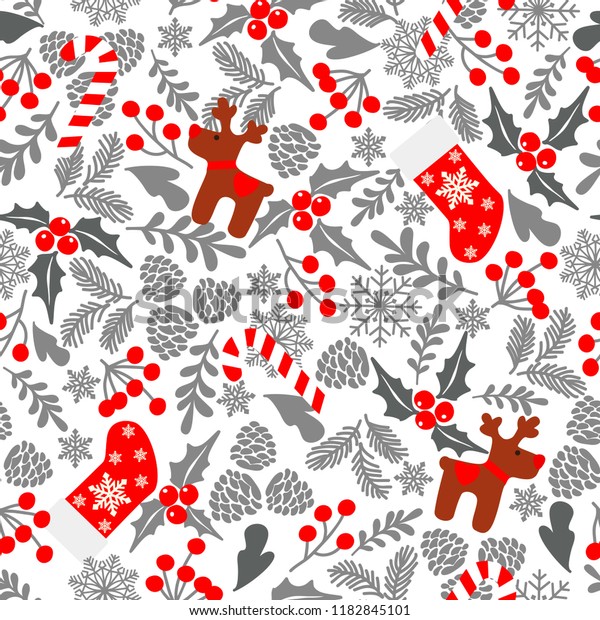 Winter Seamless Vector Pattern Holly Berries Stock Vector (Royalty Free ...