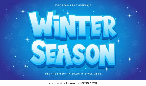 Winter Season 3D editable text effect template Suitable for Snow Theme