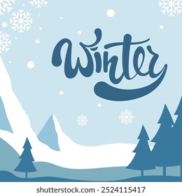 Winter season background. Flat winter landscape illustration