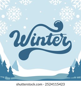 Winter season background. Flat winter landscape illustration