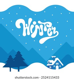 Hintergrund der Wintersaison. Flache Winterlandschaftsdarstellung