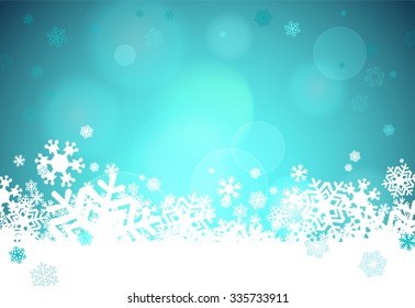 Winter season background, snowflakes on blue background