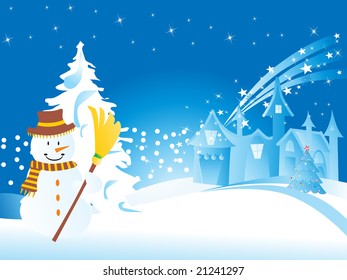 winter season background with snowflakes, wallpaper