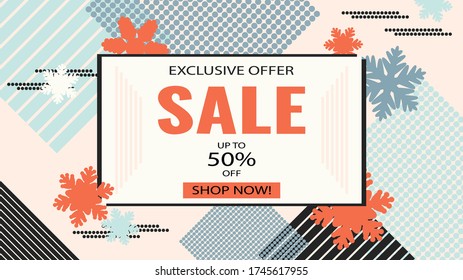 Winter season big sale and discout banner. Winter  sale concept for web banner, website page. EPS 10