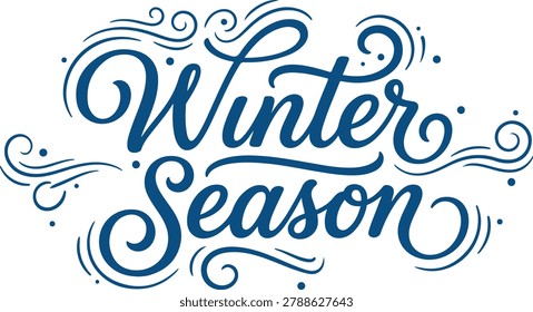 Winter Season Brush Script Lettering with Swirl Decoration Vector