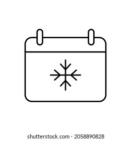 winter season calendar line icon vector design, editable stroke line icon