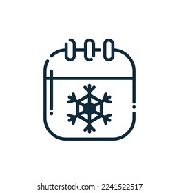 Winter Season Calendar Outline Icon. Winter Icon Season Icon Design Vector Illustration.