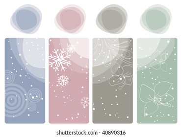Winter season decorative abstract labels, vector