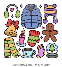 Winter Season Doodle Vector Illustration
