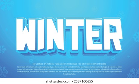 Winter season editable 3d text effect template use for logo and business brand