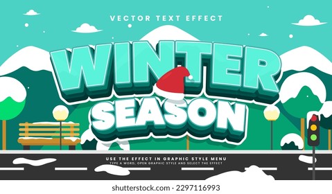Winter season editable text stye effect. Vector text effect.