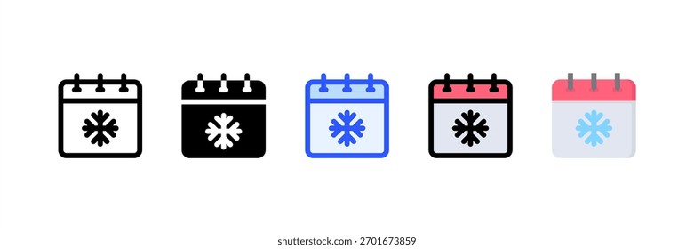 Symbol für Wintersaison setzt mehrere Stilkollektionen fest. Vektorgrafik.