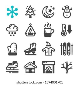 winter season icon set, vector and illustration