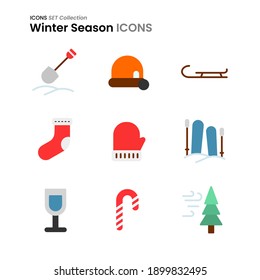 Winter season illustration icon set hoe, gloves, socks, ice skating and many more. perfect use for web design and more