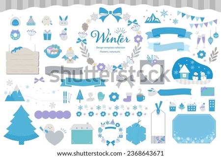 Winter season Illustrations and Decorations, No text ver. This collection includes  frames,icons, nature,ornament,doodles,ribbons and more.