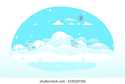 Winter season landscape vector illustration