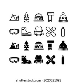 Winter season line icon vector illustration collection 