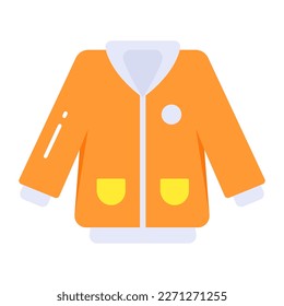 Winter season mens apparel, vector icon of jacket in modern style